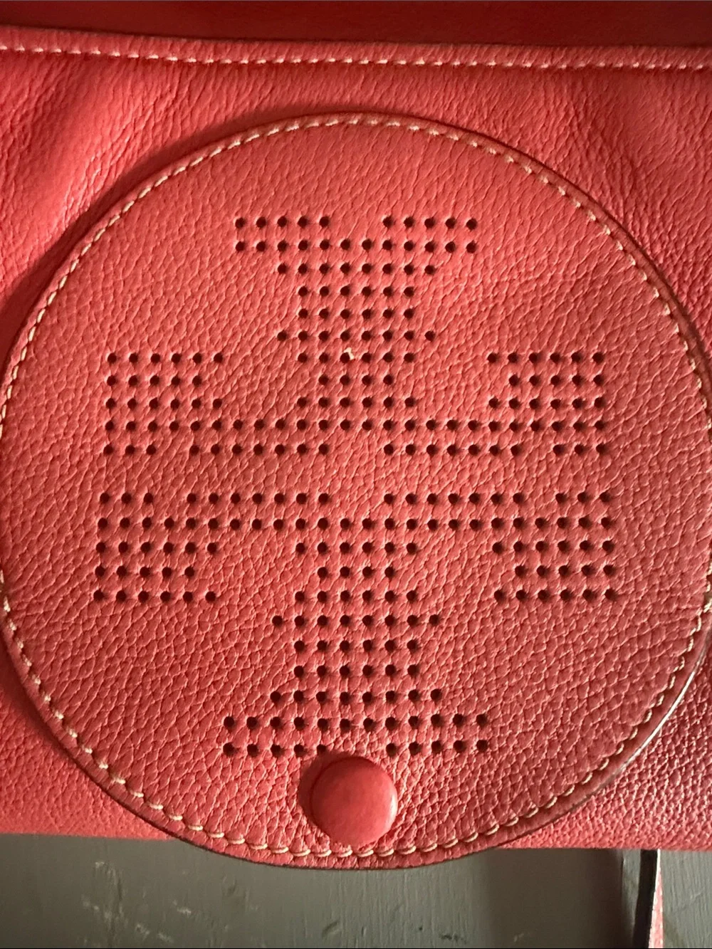 Tory Burch Coral-Red Leather Wristlet Clutch